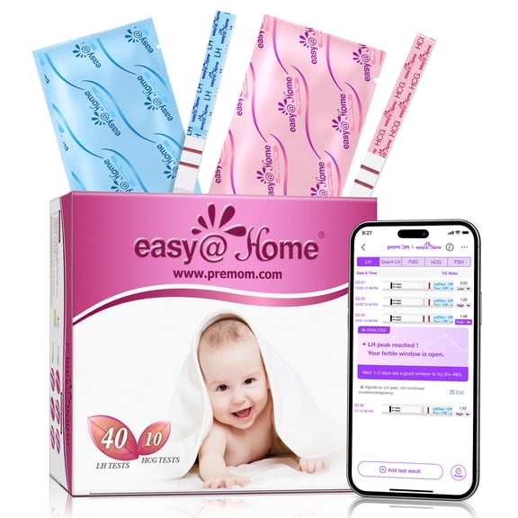 Easy Home Ovulation & Pregnancy Test Strips Kit with 40 LH & 10 Pregnancy Tests