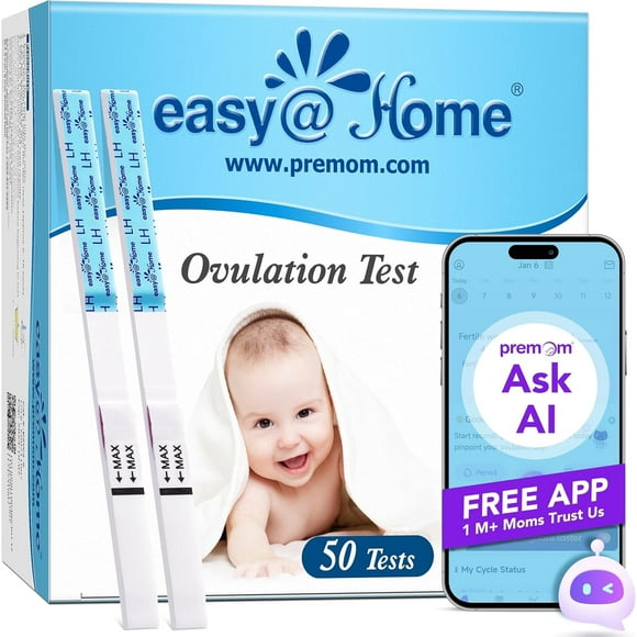 Easy@Home Ovulation Test Predictor Kit : Accurate Fertility Test for Women (Width of 5mm), Fertility Monitor Test Strips, 50 LH Strips