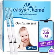 Easy@Home Ovulation Test Predictor Kit Fertility Test for Women Width of 5mm, Fertility Monitor Test Strips, 50 LH Strips