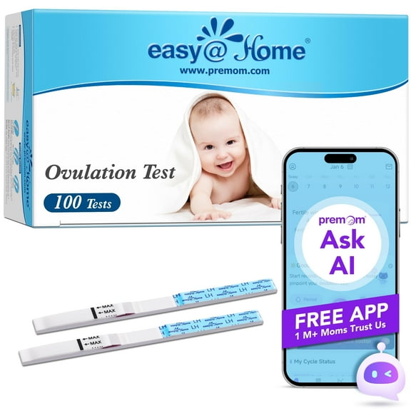 Easy@Home Ovulation Test Strips (100-pack) Value Pack, Reliable Ovulation Preditor Kit and Fertility Test, 100 Tests
