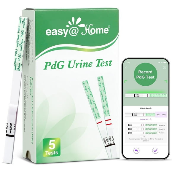 Easy@Home PdG Test Strips: Track Ovulation Insights with Progesterone Urine Tests at Home Fertility Test for Women with Premom Ovulation App - PdG (Pregnanediol Glucuronide) Tests 5 Pack
