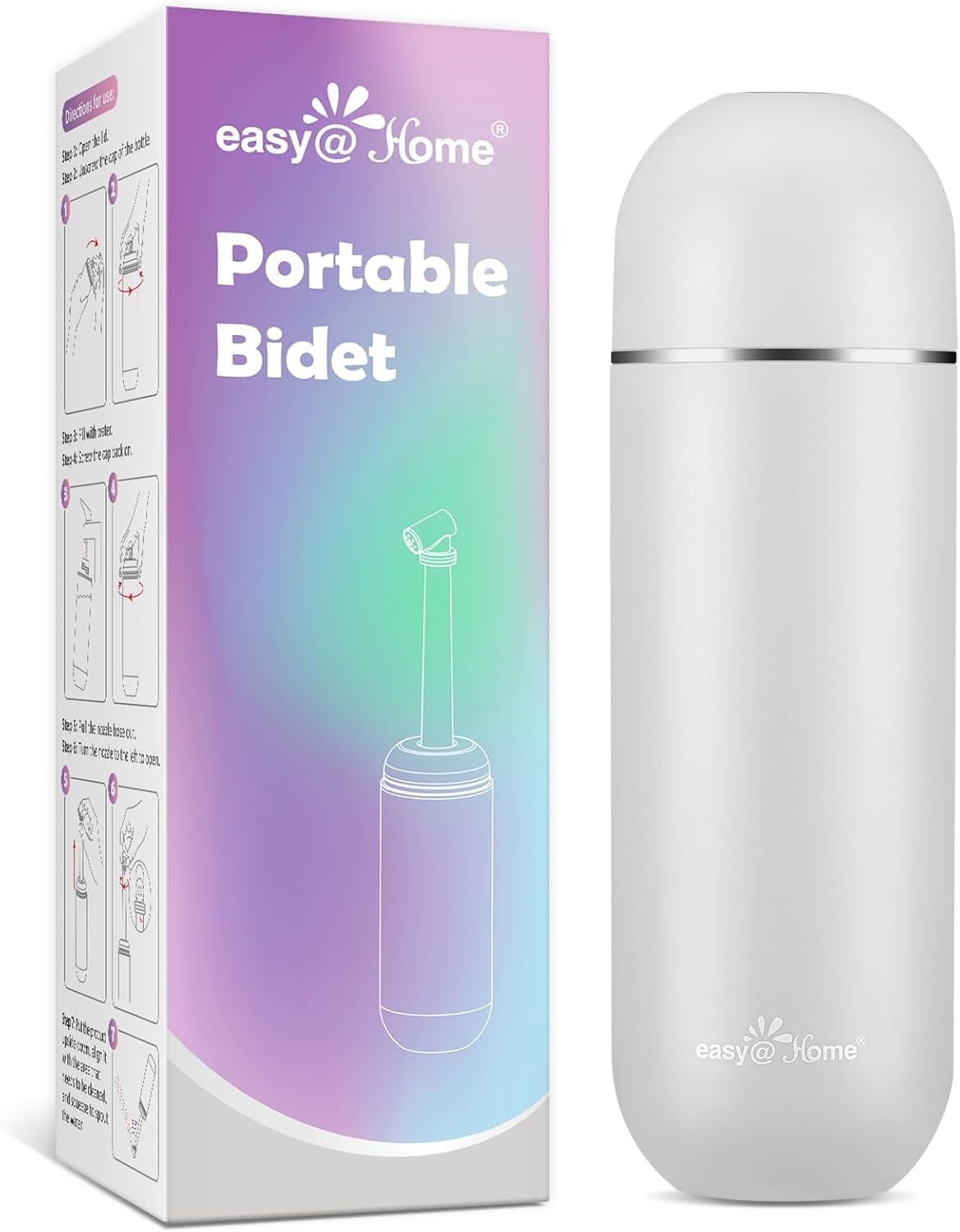 Easy@Home Portable Bidet Spray Kit for Sensitive Skin - Intimate Wash with 380mL Capacity, Grey