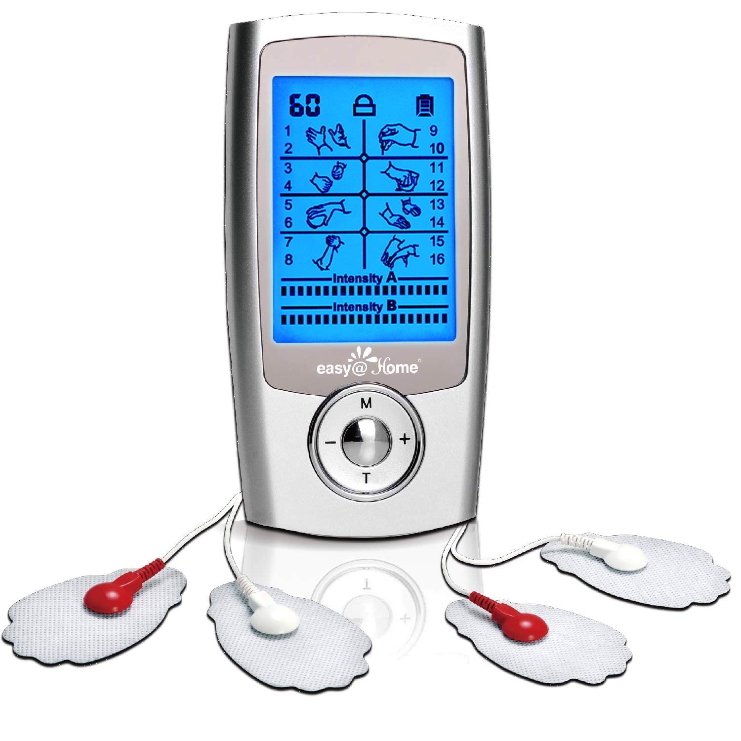 Easy@Home Rechargeable TENS Unit Muscle Stimulator, 16 Modes, 20 Intensity Levels, 1 Pack