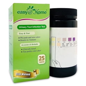 Easy Home UTI Test Strips for Urinary Tract Infection Detection, 25 Count Bottle, pH Urinalysis Test for Home Use