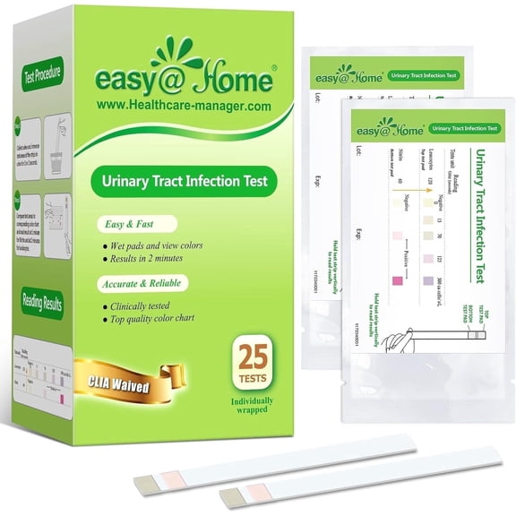 Easy@Home UTI Test Strips for Urinalysis with Leukocytes & Nitrites, 25 Count