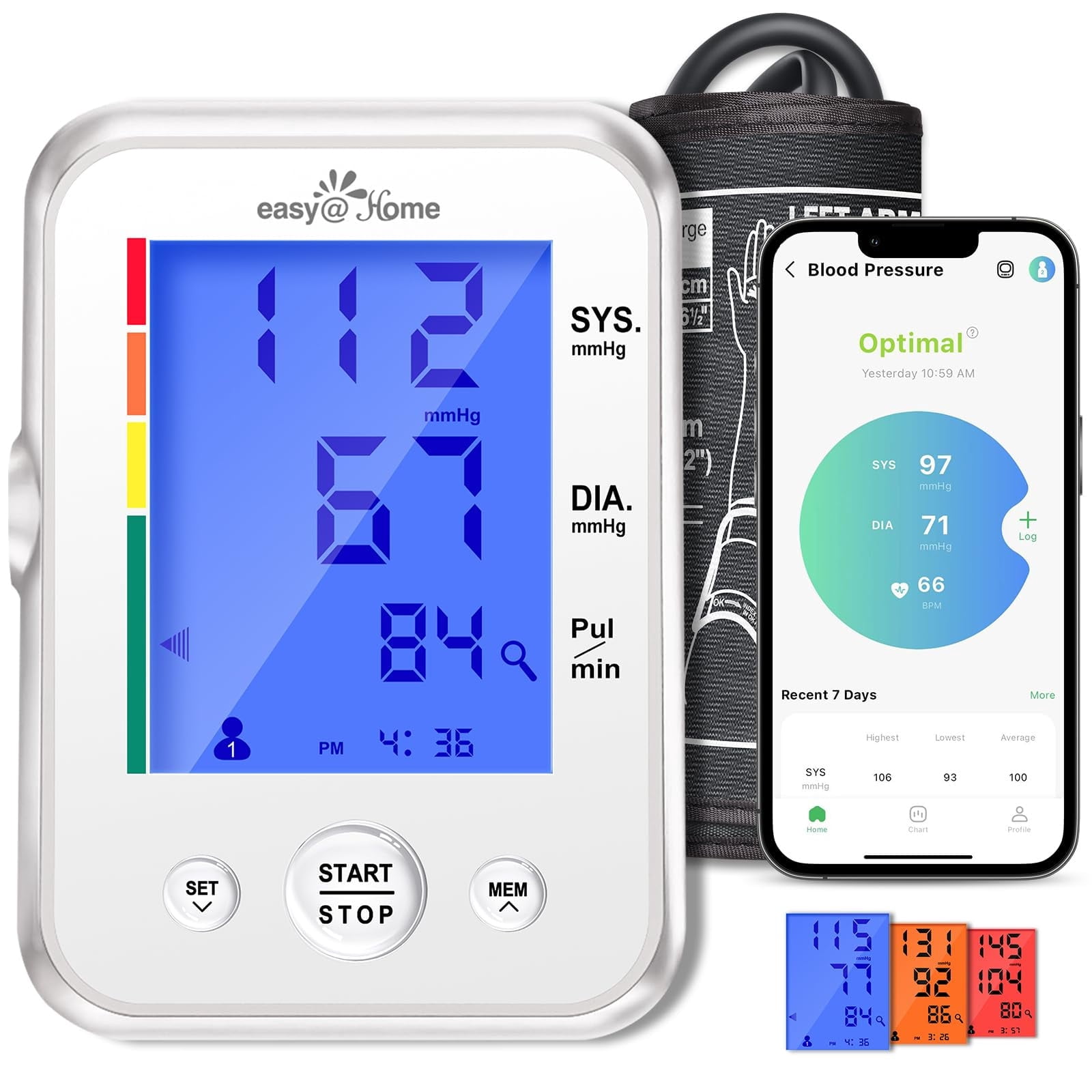 Easy@Home Upper Arm Blood Pressure Monitor with LCD Display