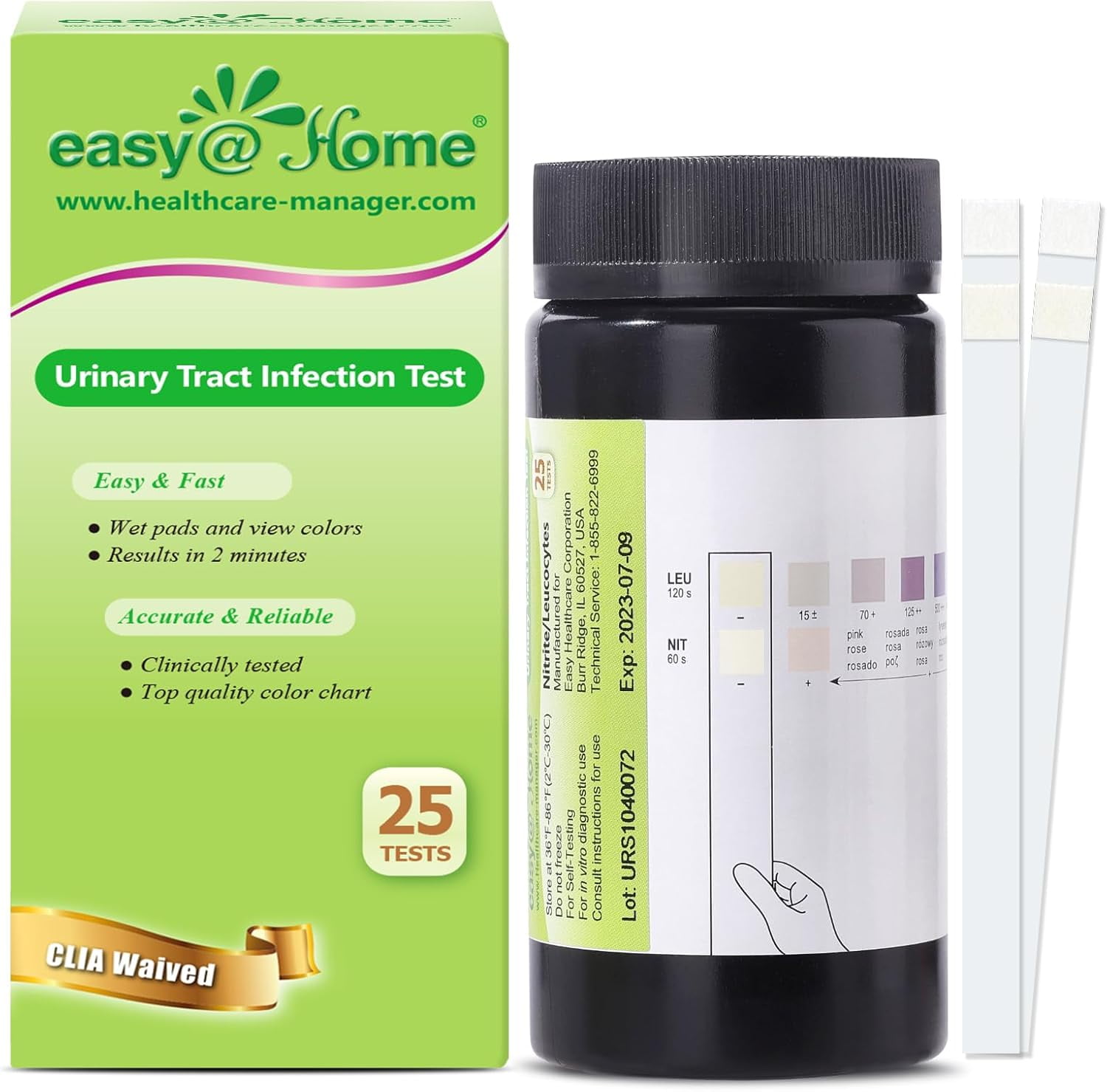 Easy@Home Urinary Tract Infection Urine Health Test, 25 Count