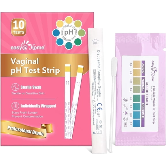 Easy@Home Vaginal pH Test Kit, 10 Strips, At-Home Screening for BV, Yeast Infection, and pH Balance Monitoring