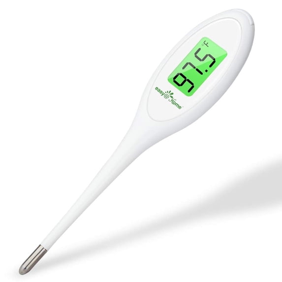 Easy@Home Digital Oral Thermometer, 8-Second Fast Reading, Backlit LCD Display with Fever Alarm, White