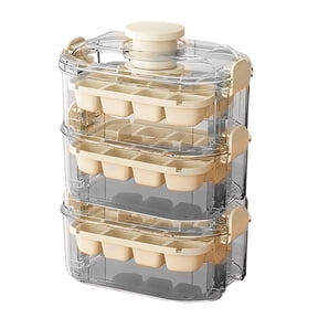 Easy Ice Release Press Ice Tray, 3-Layer Stackable Ice Cube Maker, Leak-Proof Odor-Free with Lid, Quick Demolding Design, For Home Kitchen Party Drinks Entertaining, All Ages