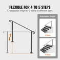thumbnail image 1 of Outdoor Stair Railing for 3-5 Steps - Black Wrought Iron Handrail for Porch, Concrete and Wood Steps, Easy No-Drill Installation, 1 of 7