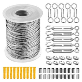 Smooth Surface Stainless Steel Wire Cable, Anti-Corrosion Vinyl Coated Aircraft Cable 20m, Turnbuckles and Fixtures for Deck Cable Railings and Multi Application, Perfect for