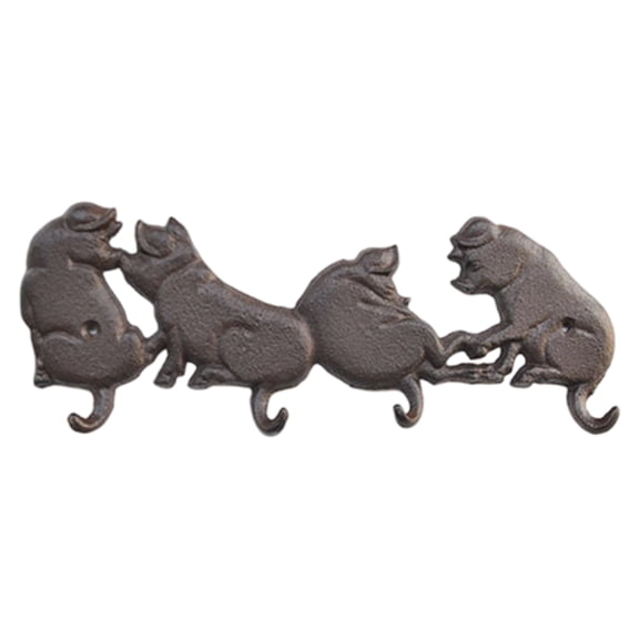 Easy Install Cast Iron 4 Pork Hook with Mounting Hardware for Wall Fences and Trees