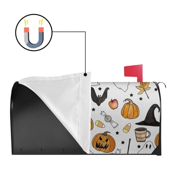 Easy Install Halloween Mailbox Cover with Ghost Bat and Witch 18x21in Magnetic Mailbox Cover