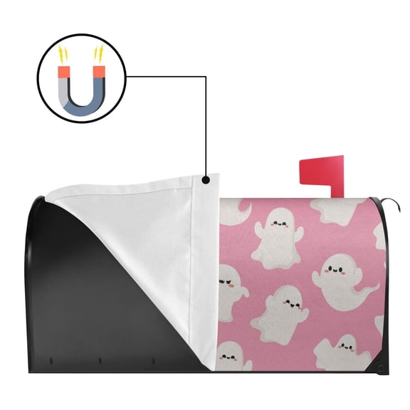 Easy Install Halloween Mailbox Cover with Ghost and Bat Design 18x21in Magnetic Mailbox Cover