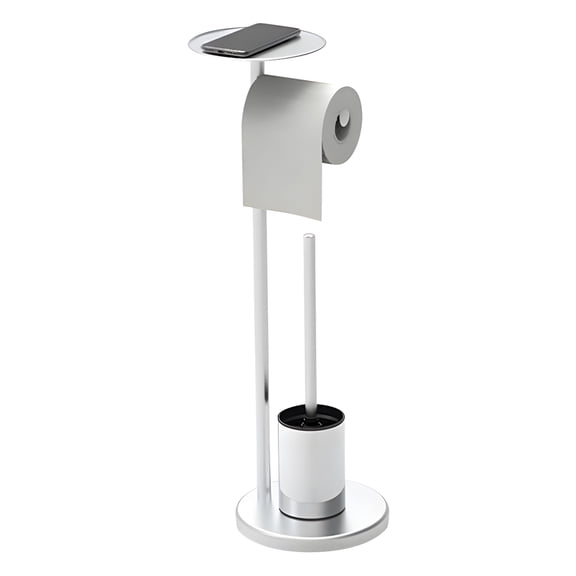 Easy Install Modern Toilet Paper Stand Offering Ample Storage Capacity With Attached Bathroom Brush