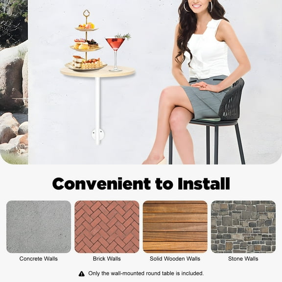 Easy Install Multi-Wall Compatible Wall Mounted Bar Table, Bar Height Pub Table, Counter Table for Balconies