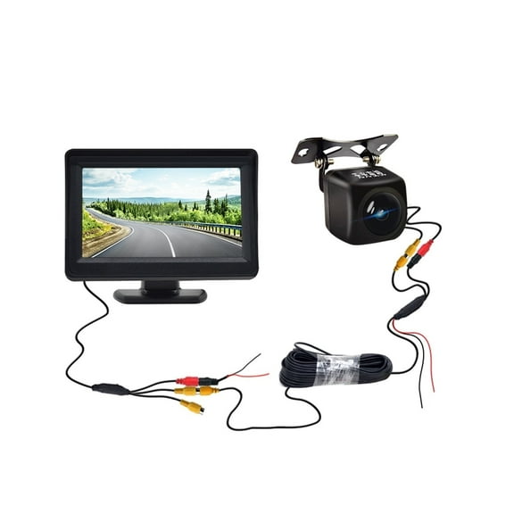 Easy to Install On-Board CCD Video Automatic Parking Monitor, Non-Light Night Vision Reversing Rear View Camera with Display ,Flexible Double Bracket Installation