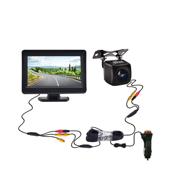 Easy to Install On-Board CCD Video Automatic Parking Monitor, Non-Light Night Vision Reversing Rear View Camera with Display ,Flexible Double Bracket Installation