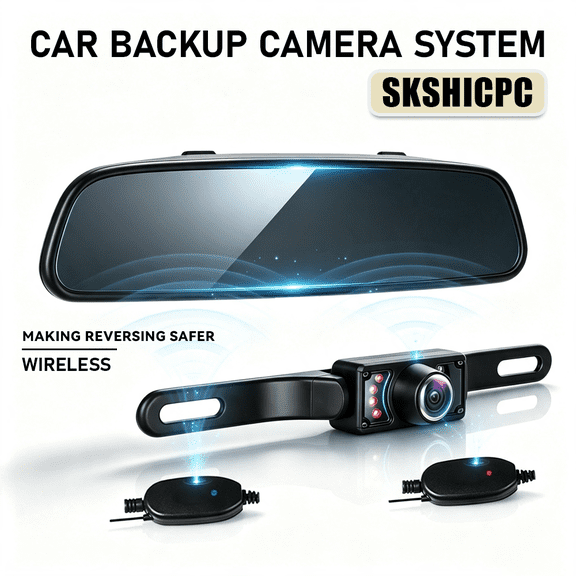 Easy Install Small Butterfly Vehicle Backup Camera 4.3 Inch Car LCD Rearview Mirror 2.4G Wireless Receiver Car Rear View Parking System