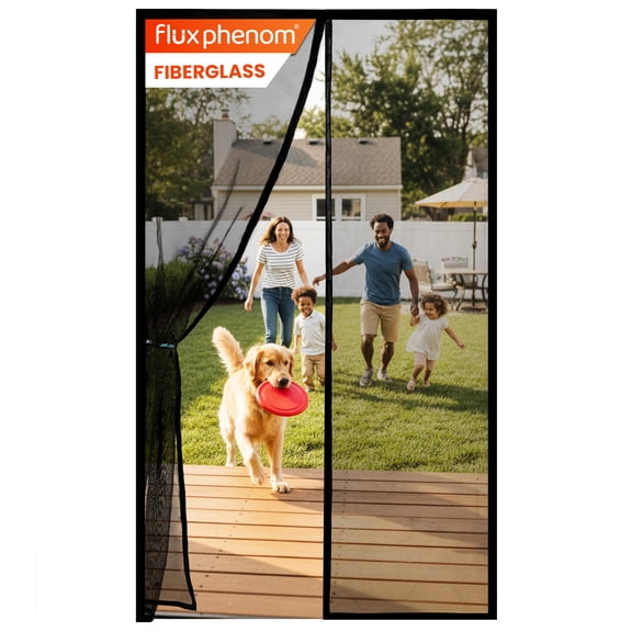Flux Phenom Magnetic Screen Door, Fits Most Doors, Keeps Bugs Out 82" x 38", Easy Install