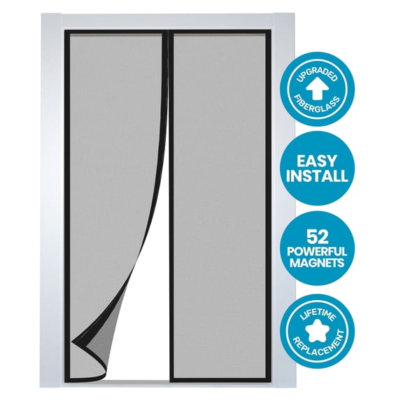 Flux Phenom Magnetic Screen Door Easy Install, Keeps Bugs Out 1-Pack 38 x 82