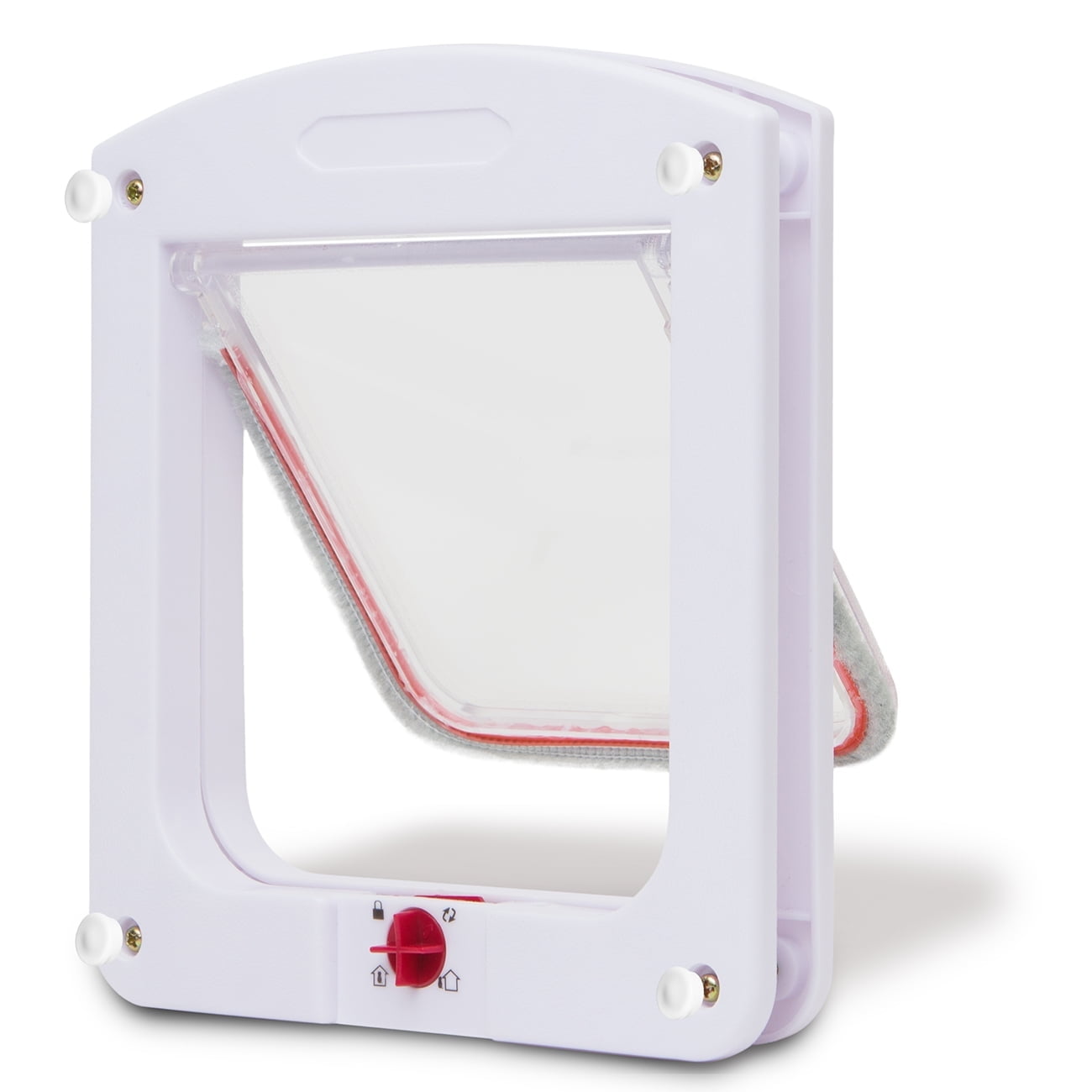 White Large Pet Door with 4-Way Lock for Cats and Dogs