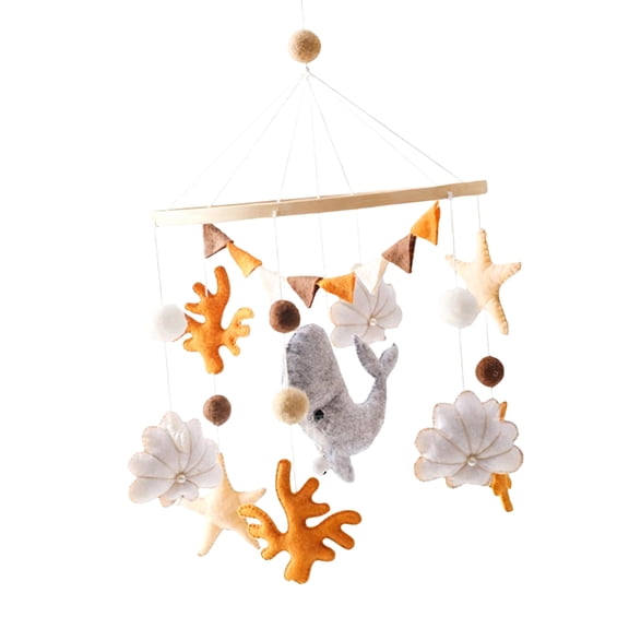 Easy Install Whale Wooden Crib Mobile For Babies With Gentle Rotation And Sound Stimulation