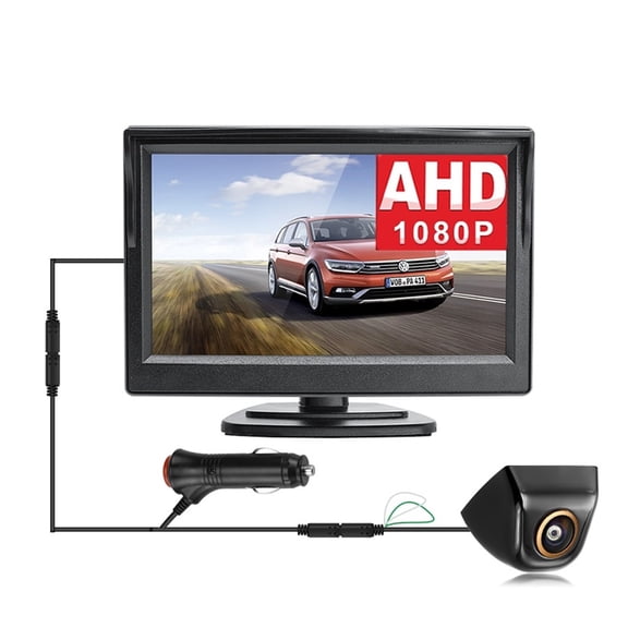 Easy Installation 4Pin Cigarette Lighter Connector HD 1080P 5 Inch Car AHD Monitor With Fisheye Vehicle Rear View AHD Camera ,Car GPS Function