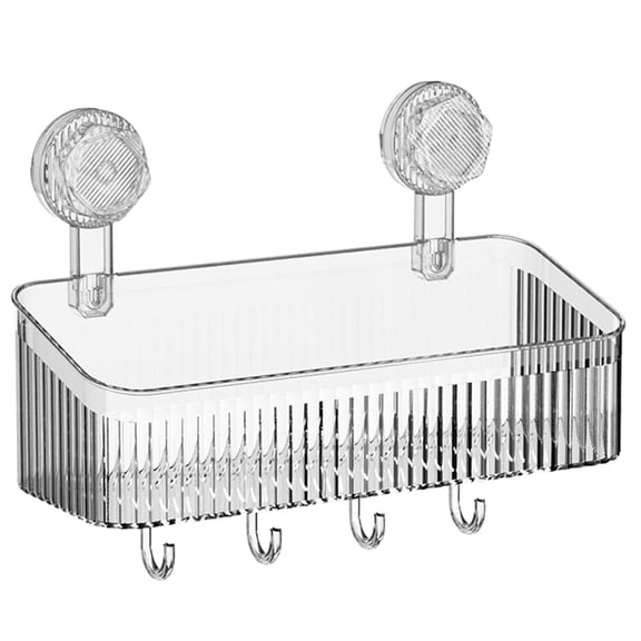 Easy Installation Bathroom Wall Mounted Towel Shelf Plastic Makeup Storage Rack with Powerful Suction Cups