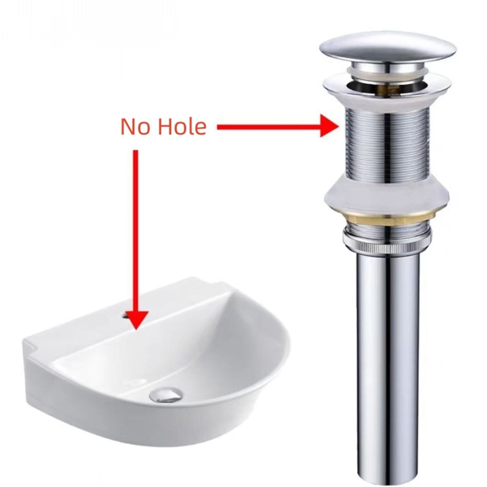 Easy Installation Brass Bathroom Vanity Sink Drain with Popup Basket Stopper No Hole Laisenwei ...