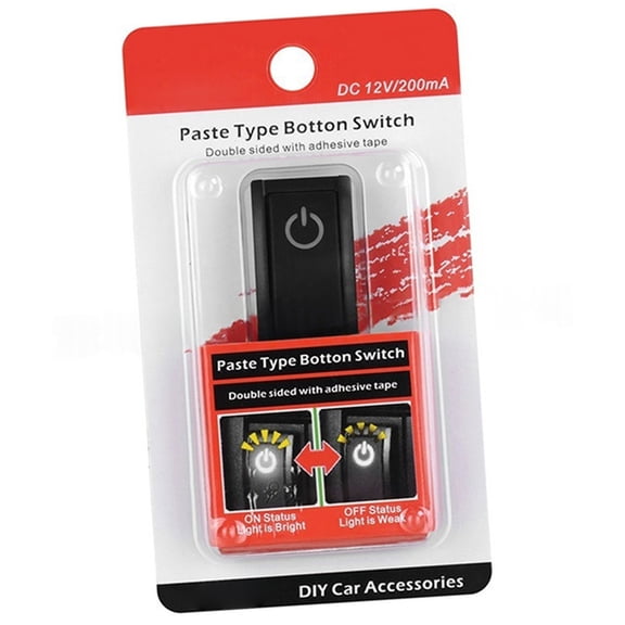 Easy Installation Car Push Button Switches with Light 12V 200mA Modification Accessories Plastic Turn ON/OFF Switches