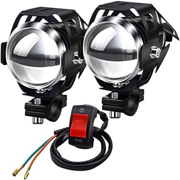 Fancy Motorcycle Lighting System, Blue Angel Eyes Halo Ring Spotlight for Quad Scooter ATV, Waterproof Anti-Corrosion High Beam Flood Beam U7 Light Bead, 12V Fog Lights for