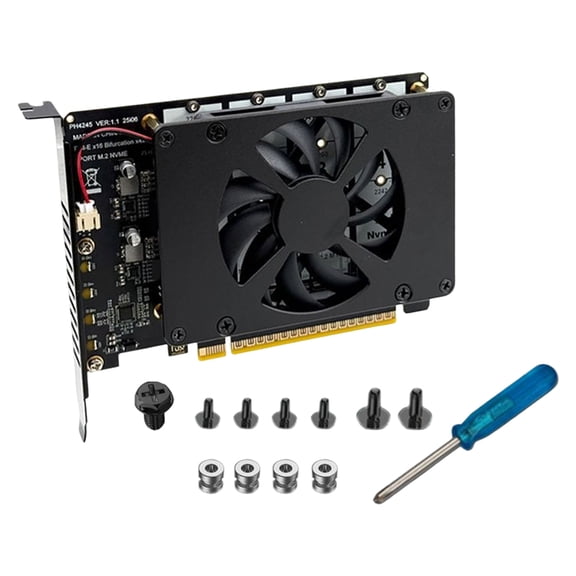 Easy Installation PCIe X16 to NVMe Expansion Card 4x128Gbps Support for Storage Capacity Board with Cooling Fan