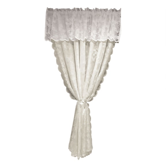 Easy Installation Valance Top Sheer Lace Curtain For Bay Window and Kitchen