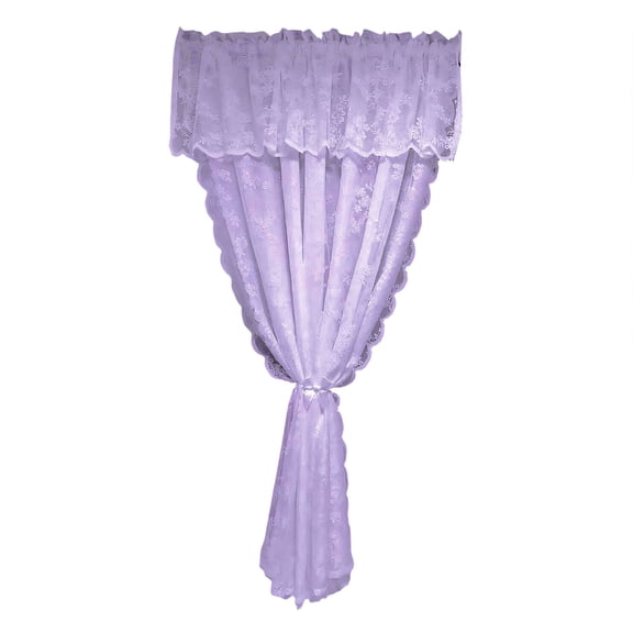 Easy Installation Valance Top Sheer Lace Curtain For Bay Window and Kitchen