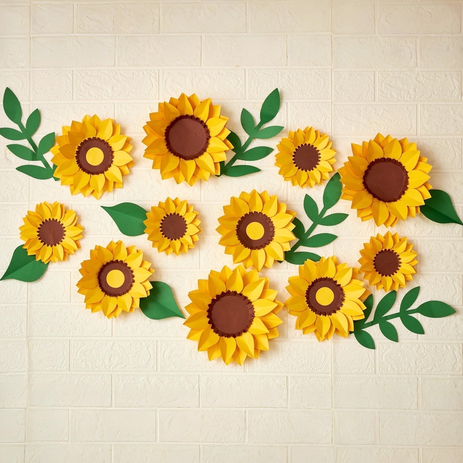 Easy Joy 11pcs 3D Sunflower Paper Flower Wall Decoration Set Yellow for Home Birthday Tea Party Baby Shower Decoration