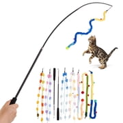 Easy Joy 9pcs Interactive Cat Toys Retractable Plush Cat Teaser Wand Toys Interactive Wand Toys for Indoor Cat Exercise