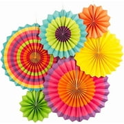 Easy Joy 6pcs Colorful Hanging Paper Fans Party Decorations for Birthday Baby Shower Graduation Summer Party Decorations