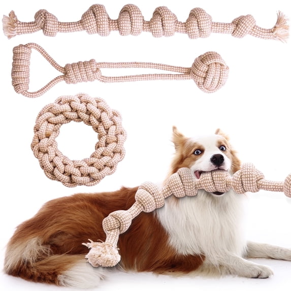 Easy Joy 3Pcs Rope Dog Chew Toys Indestructible Dog Toy for Aggressive ...