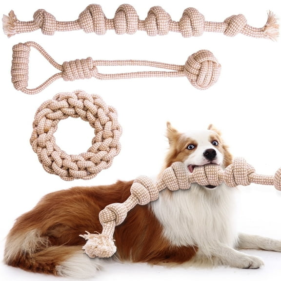 Easy Joy 3Pcs Rope Dog Chew Toys Indestructible Dog Toy for Aggressive Chewers Tug of War Rope for Large Dog Teeth Cleaning