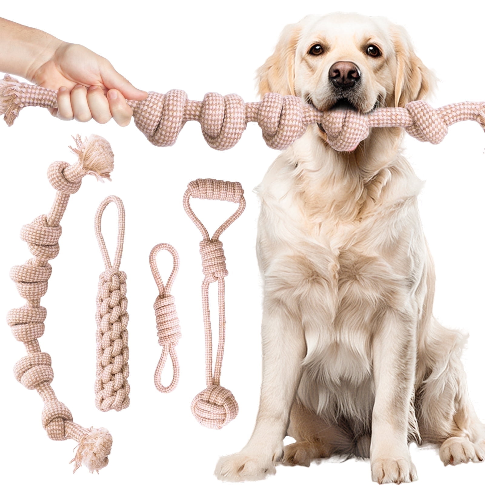Easy Joy 4pcs Rope Dog Toys for Aggressive Chewers Indestructible Tug of War Dog Toy for Large Dog