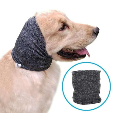 Easy Joy No Flap Ear Wrap for Dogs & Cats Ear Muffs for Anxiety Relief Hematoma Noise Canceling Bathing Drying Gray L