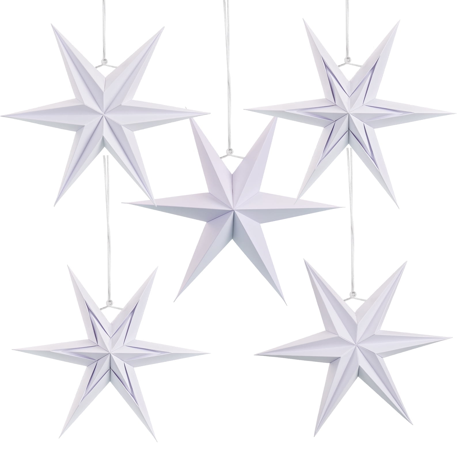 Easy Joy 5Pcs Christmas Decorations Hanging 6-Pointed Paper Star Decoration Set Xmas Holiday Decor for Birthday Christmas Home Party Decorations