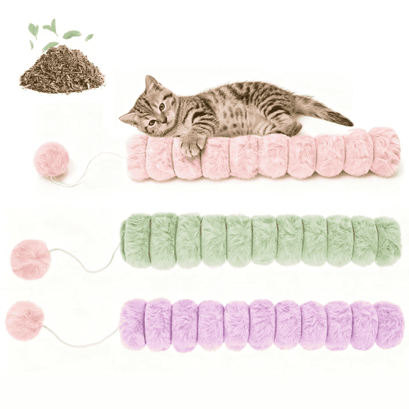 Easy Joy 3Pcs Interactive Catnip Cat Toy Pillows Quiet Long Catnip Toys for Indoor Cats Kitten Toys(14.6in/37cm)