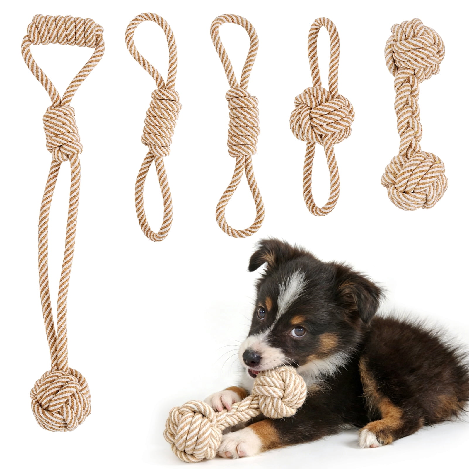 Easy Joy 5pcs Dog Rope Toy for Small Dog Natural Chew Toys for Puppy Medium & Small Dogs Tug of War Rope for Puppies Clean & Relieve Teething