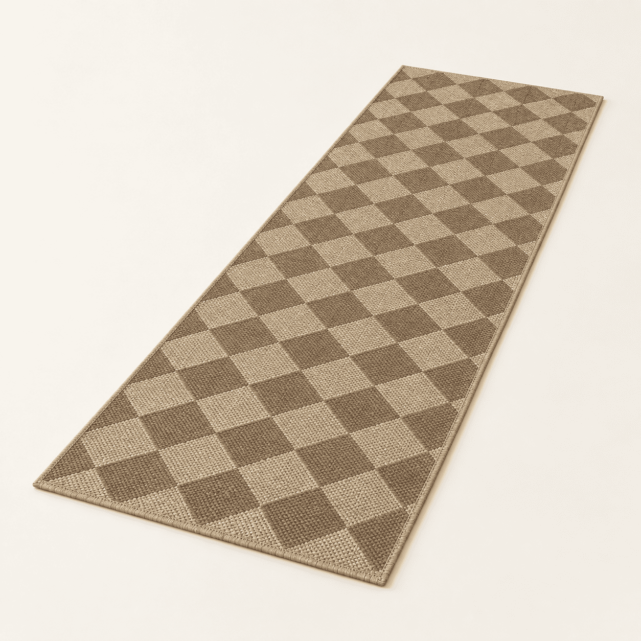 Easy Jute Checkered Runner Rug 2x6 Brown Modern Washable Rugs For ...