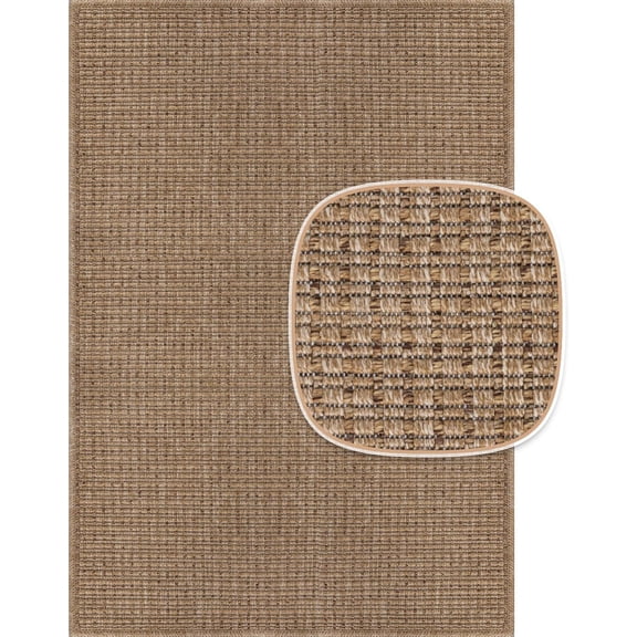 Easy Jute Natural Rug 4x6 Solid Washable Outdoor Indoor Area Rugs for Living Dining Room Office Stain Resistant Non Shedding Casual Indoor Outside Carpet (4 x 6 Natural)