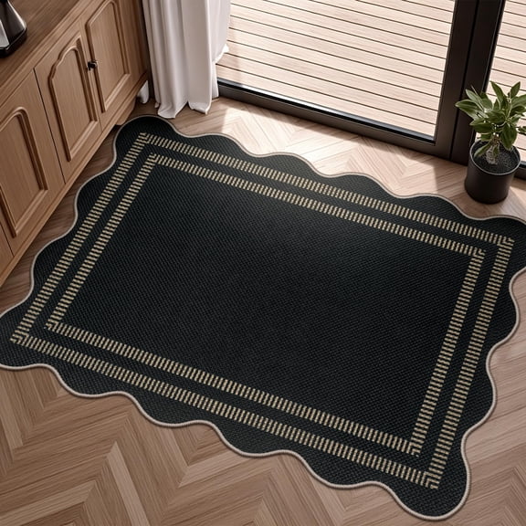 Easy Jute Outdoor Mats For Front Door  2x3 Small Washable Kitchen Rugs Farmhouse Black Throw Rug Non Slip Indoor Carpet Porch Entryway Foyer