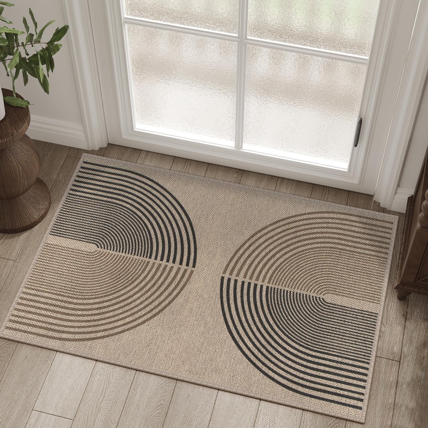 Easy Jute Rainbow Area Rug, 3x5 Indoor Outdoor Entryway Rug Washable ...